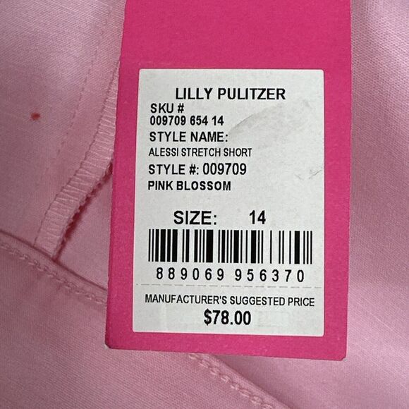 Lilly Pulitzer Alessi Stretch Shorts Size 14 Pink Blossom‎ High Rise NWT $78 - Picture 5 of 9